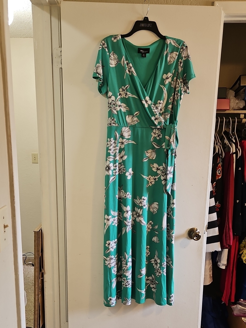 RNStudio by Ronni Nicole Green Floral KM Wrap Maxi Dress